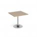 Genoa square dining table with chrome trumpet base 800mm - barcelona walnut GDS800-C-BW