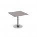 Genoa square dining table with chrome trumpet base 800mm - grey oak GDS800-C-GO