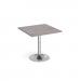 Genoa square dining table with chrome trumpet base 800mm - grey oak GDS800-C-GO