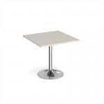 Genoa square dining table with chrome trumpet base 800mm - Light Grey GDS800-C-LG