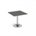 Genoa square dining table with chrome trumpet base 800mm - Onyx Grey GDS800-C-OG