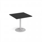 Genoa square dining table with silver trumpet base 800mm - Black GDS800-S-BK