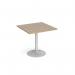 Genoa square dining table with silver trumpet base 800mm - barcelona walnut GDS800-S-BW