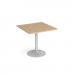 Genoa square dining table with silver trumpet base 800mm - kendal oak GDS800-S-KO
