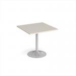 Genoa square dining table with silver trumpet base 800mm - Light Grey GDS800-S-LG