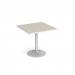 Genoa square dining table with silver trumpet base 800mm - Light Grey GDS800-S-LG