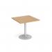 Genoa square dining table with silver trumpet base 800mm - oak GDS800-S-O