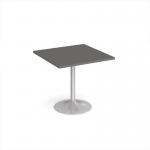 Genoa square dining table with silver trumpet base 800mm - Onyx Grey GDS800-S-OG