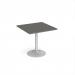 Genoa square dining table with silver trumpet base 800mm - Onyx Grey GDS800-S-OG
