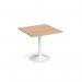 Genoa square dining table with white trumpet base 800mm - beech GDS800-WH-B