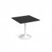 Genoa square dining table with white trumpet base 800mm - Black GDS800-WH-BK
