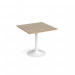 Genoa square dining table with white trumpet base 800mm - barcelona walnut GDS800-WH-BW