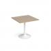 Genoa square dining table with white trumpet base 800mm - barcelona walnut GDS800-WH-BW