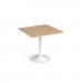 Genoa square dining table with white trumpet base 800mm - kendal oak GDS800-WH-KO