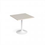 Genoa square dining table with white trumpet base 800mm - Light Grey GDS800-WH-LG
