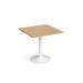 Genoa square dining table with white trumpet base 800mm - oak GDS800-WH-O