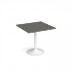 Genoa square dining table with white trumpet base 800mm - Onyx Grey GDS800-WH-OG