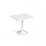 Genoa square dining table with white trumpet base 800mm - white GDS800-WH-WH