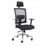 Gemini mesh task chair with adjustable arms and headrest - black GEM302K2