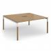 Connex Plus Goal-Post Wooden 1600 x 1600 x 725mm Back to Back Desk, power ready - White Frame Oak Top GWBT1616-CO-WH-O