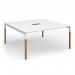 Connex Plus Goal-Post Wooden 1600 x 1600 x 725mm Back to Back Desk, power ready - White Frame White Top GWBT1616-CO-WH-WH