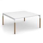 Connex Plus Goal-Post Wooden 1600 x 1600 x 725mm Back to Back Desk - White Frame White Top GWBT1616-WH-WH