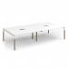 Connex Plus Goal-Post Wooden 3200 x 1600 x 725mm Back to Back Desk with Cutout - White Frame White Top GWBT3216-CO-WH-WH
