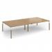 Connex Plus Goal-Post Wooden 3200 x 1600 x 725mm Back to Back Desk - White Frame Oak Top GWBT3216-WH-O