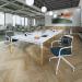 Connex Plus Goal-Post Wooden 3200 x 1600 x 725mm Back to Back Desk - White Frame Oak Top GWBT3216-WH-O