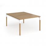 Connex Goal-Post Wooden 1200 x 1600 x 725mm Back to Back Desk (2 x 1200mm) - White Frame Oak Top GWCO1216-WH-O