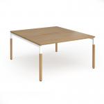 Connex Goal-Post Wooden 1400 x 1600 x 725mm Back to Back Desk (2 x 1400mm) - White Frame Oak Top GWCO1416-WH-O
