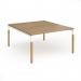 Connex Goal-Post Wooden 1400 x 1600 x 725mm Back to Back Desk (2 x 1400mm) - White Frame Oak Top GWCO1416-WH-O