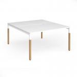 Connex Goal-Post Wooden 1400 x 1600 x 725mm Back to Back Desk (2 x 1400mm) - White Frame White Top GWCO1416-WH-WH