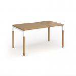 Connex Goal-Post Wooden 1400 x 800 x 725mm Single Desk - White Frame Oak Top GWCO148-WH-O