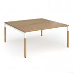 Connex Goal-Post Wooden 1600 x 1600 x 725mm Back to Back Desk (2 x 1600mm) - White Frame Oak Top GWCO1616-WH-O