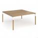 Connex Goal-Post Wooden 1600 x 1600 x 725mm Back to Back Desk (2 x 1600mm) - White Frame Oak Top GWCO1616-WH-O