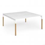 Connex Goal-Post Wooden 1600 x 1600 x 725mm Back to Back Desk (2 x 1600mm) - White Frame White Top GWCO1616-WH-WH