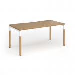 Connex Goal-Post Wooden 1600 x 800 x 725mm Single Desk - White Frame Oak Top GWCO168-WH-O