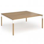 Connex Goal-Post Wooden 1800 x 1600 x 725mm Back to Back Desk (2 x 1800mm) - White Frame Oak Top GWCO1816-WH-O