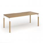 Connex Goal-Post Wooden 1800 x 800 x 725mm Single Desk - White Frame Oak Top GWCO188-WH-O