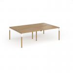 Connex Goal-Post Wooden 2400 x 1600 x 725mm Back to Back Desk (4 x 1200mm) - White Frame Oak Top GWCO2416-WH-O