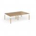 Connex Goal-Post Wooden 2400 x 1600 x 725mm Back to Back Desk (4 x 1200mm) - White Frame Oak Top GWCO2416-WH-O
