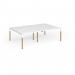 Connex Goal-Post Wooden 2400 x 1600 x 725mm Back to Back Desk (4 x 1200mm) - White Frame White Top GWCO2416-WH-WH