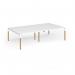 Connex Goal-Post Wooden 2800 x 1600 x 725mm Back to Back Desk (4 x 1400mm) - White Frame White Top GWCO2816-WH-WH