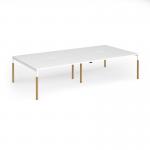 Connex Goal-Post Wooden 3200 x 1600 x 725mm Back to Back Desk (4 x 1600mm) - White Frame White Top GWCO3216-WH-WH