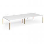 Connex Goal-Post Wooden 3600 x 1600 x 725mm Back to Back Desk (4 x 1800mm) - White Frame White Top GWCO36L16-WH-WH