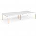 Connex Goal-Post Wooden 3600 x 1600 x 725mm Back to Back Desk (4 x 1800mm) - White Frame White Top GWCO36L16-WH-WH