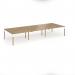 Connex Goal-Post Wooden 4200 x 1600 x 725mm Back to Back Desk (6 x 1400mm) - White Frame Oak Top GWCO4216-WH-O