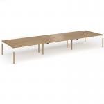 Connex Goal-Post Wooden 5400 x 1600 x 725mm Back to Back Desk (6 x 1800mm) - White Frame Oak Top GWCO5416-WH-O