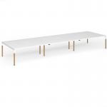 Connex Goal-Post Wooden 5400 x 1600 x 725mm Back to Back Desk (6 x 1800mm) - White Frame White Top GWCO5416-WH-WH